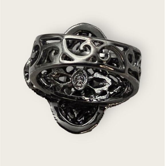 Black & Smoky Crystal Filigree Statement Ring  – Premier Designs - Picture 7 of 7